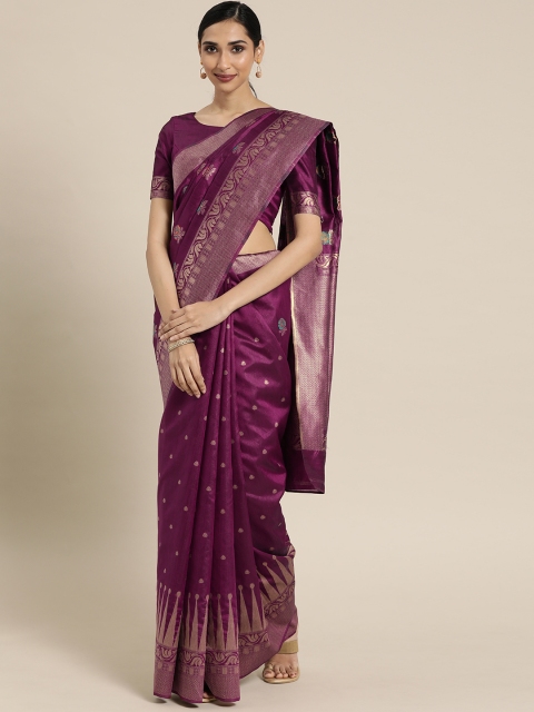 

Inddus Purple Woven Design Silk Blend Saree