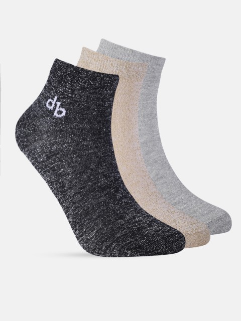 

DressBerry Women Set of 3 Ankle Length Socks, Grey