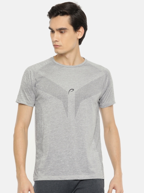 

Proline Active Men Grey Melange Printed Round Neck T-shirt