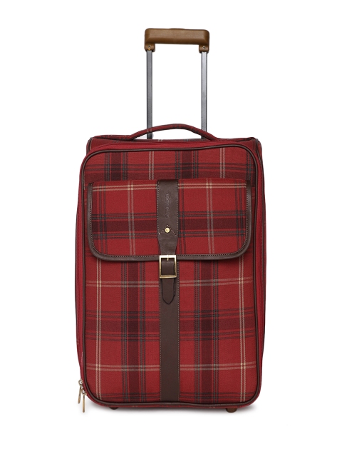 

Bags.R.us Unisex Red & Brown Checked 45L Softsided Cabin Trolley Bag