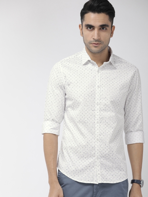 

The Indian Garage Co Men White Slim Fit Printed Casual Shirt