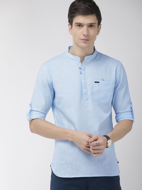 

The Indian Garage Co Men Blue Solid Straight Kurta