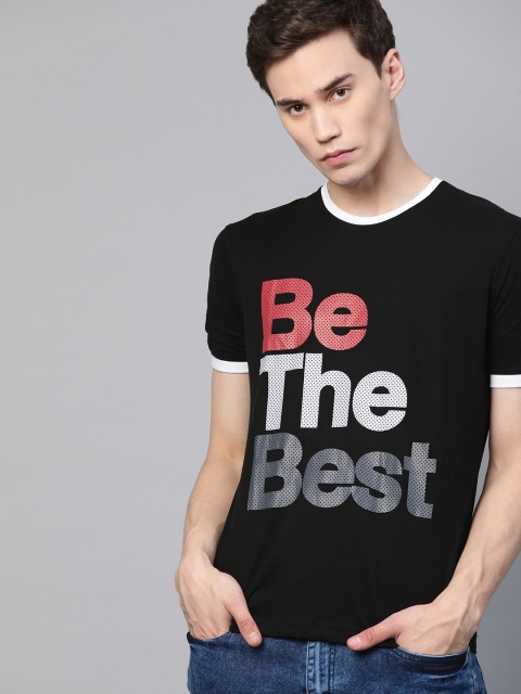 

Metronaut Men Black & Red Printed Round Neck T-shirt