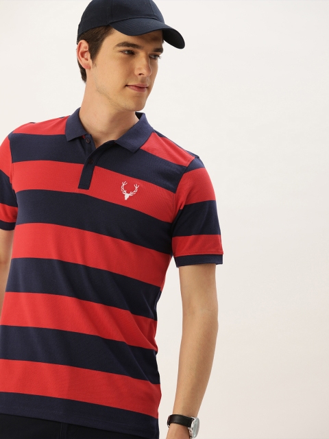 

Allen Solly Sport Men Red & Navy blue Striped Polo Collar T-shirt