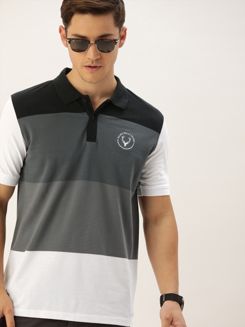 

Allen Solly Sport Wimbledon Men Grey & Black Colourblocked Polo Collar T-shirt