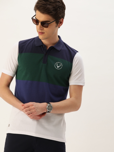 

Allen Solly Sport Men Navy Blue & Green Colourblocked Polo Collar T-shirt