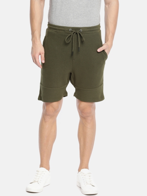 

Pepe Jeans Men Olive Green Self Design Ski Slim Fit Athleisure Regular Shorts
