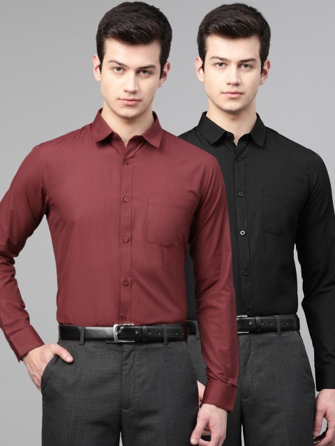 

Metronaut Men Pack of 2 Solid Regular Fit Formal Shirts, Maroon