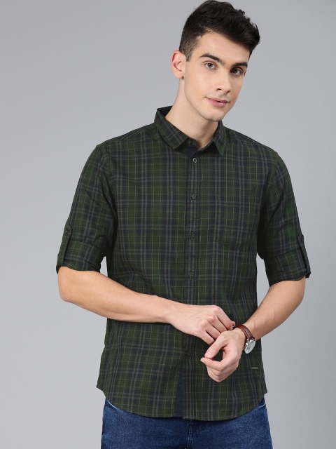 

Metronaut Men Green Regular Fit Checked Casual Shirt
