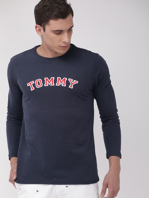 

Tommy Hilfiger Men Navy Blue Printed Round Neck T-shirt