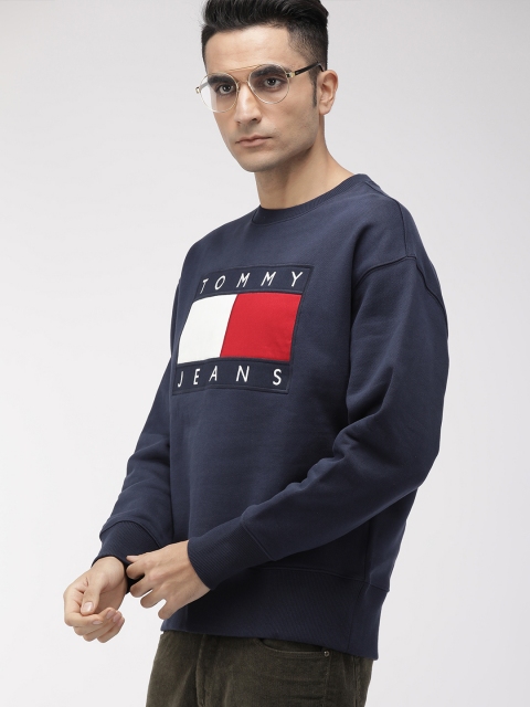

Tommy Hilfiger Men Navy Blue Solid Embroidered Pullover Sweatshirt