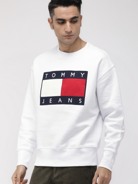 

Tommy Hilfiger Men White Solid Sweatshirt With Embroidered Details