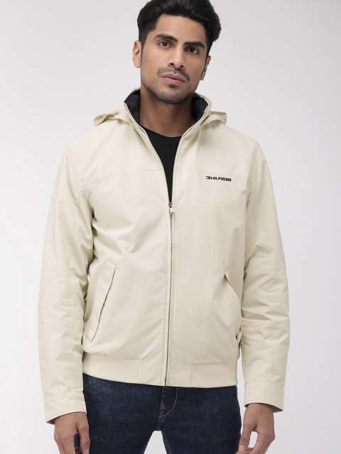 

Tommy Hilfiger Men Beige Solid Hooded Tailored Jacket