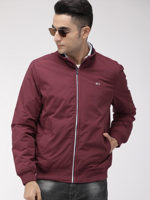 

Tommy Hilfiger Men Maroon Solid Bomber Jacket