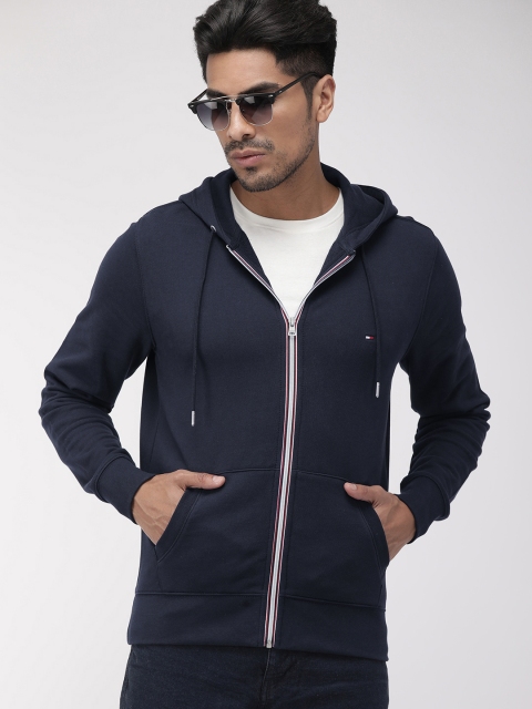 

Tommy Hilfiger Men Navy Blue Solid Hooded Sweatshirt