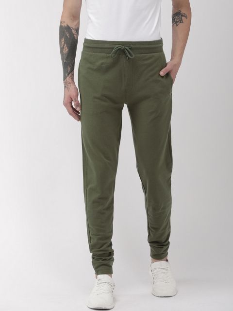 

Tommy Hilfiger Men Olive Green Solid Straight Fit Joggers