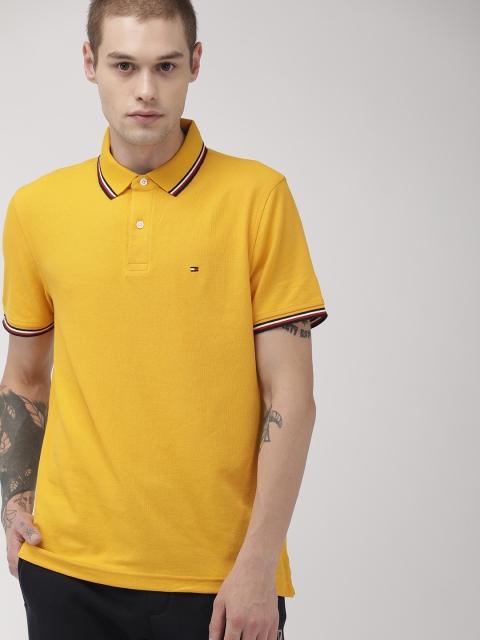 

Tommy Hilfiger Sport Men Mustard Yellow Solid Polo Collar T-shirt