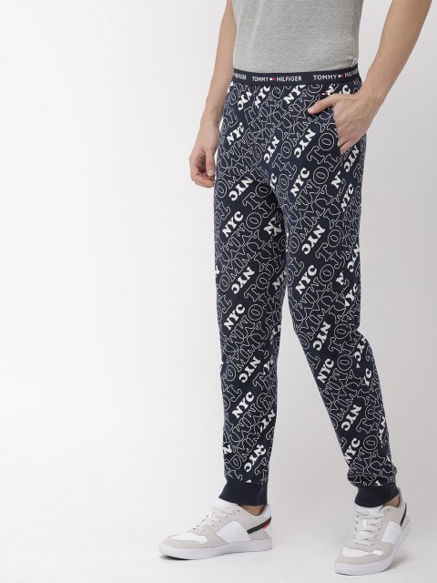 

Tommy Hilfiger Men Navy Blue & White Printed Joggers