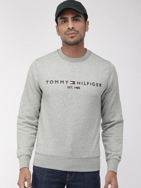 

Tommy Hilfiger Men Grey Solid Embroidered Sweatshirt