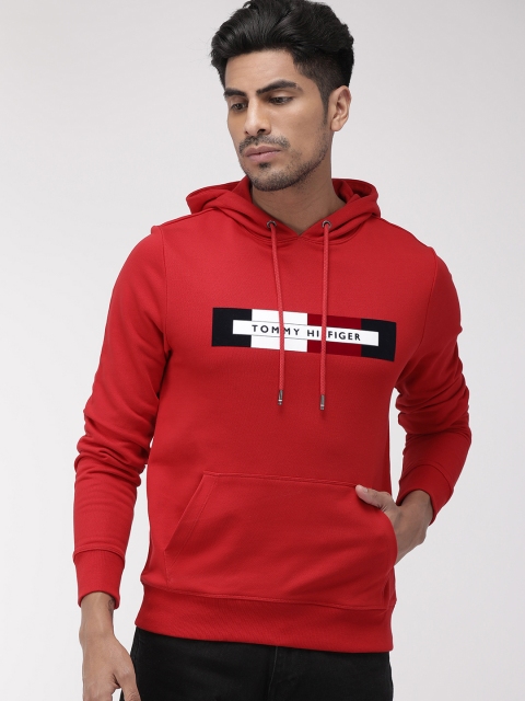 

Tommy Hilfiger Men Red Embroidered Hooded Sweatshirt