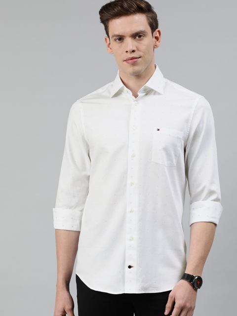 

Tommy Hilfiger Men White & Blue Regular Fit Printed Casual Shirt
