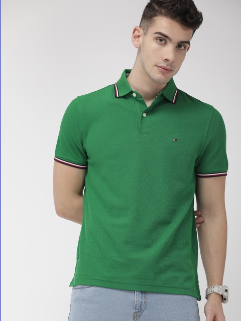 

Tommy Hilfiger Men Green Solid Polo Collar T-shirt