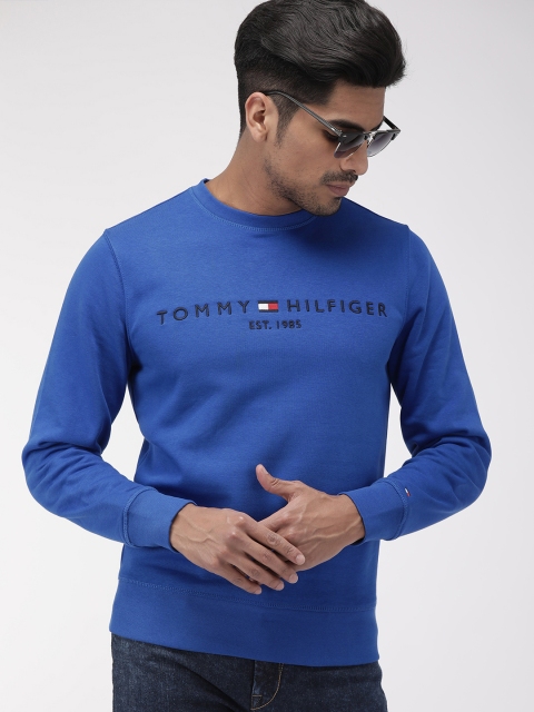

Tommy Hilfiger Men Blue Solid Embroidered Sweatshirt