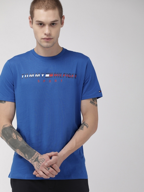 

Tommy Hilfiger Sport Men Blue Printed Round Neck Pure Cotton T-shirt