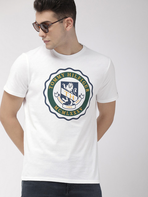 

Tommy Hilfiger Men White Printed Round Neck T-shirt