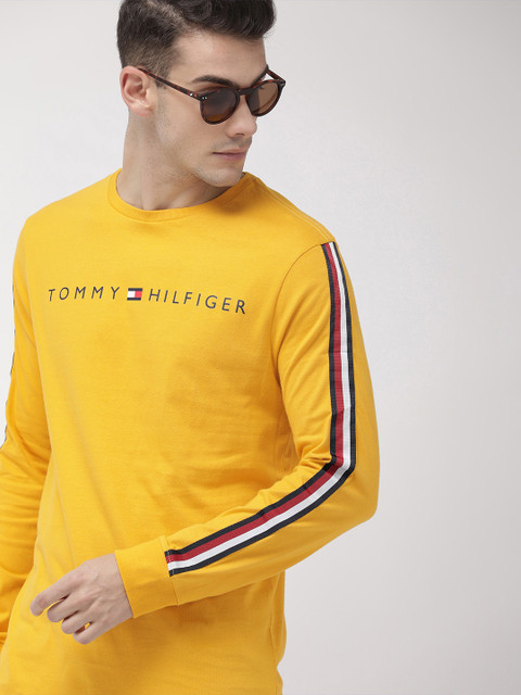 

Tommy Hilfiger Men Mustard Yellow Solid Round Neck T-shirt
