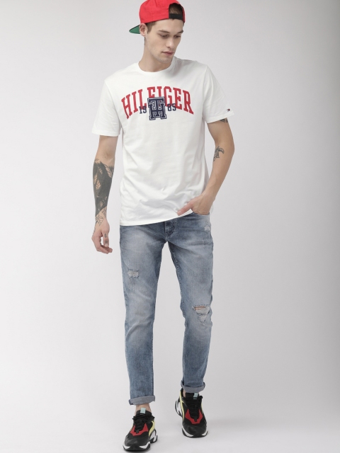 

Tommy Hilfiger Men White Printed Round Neck T-shirt