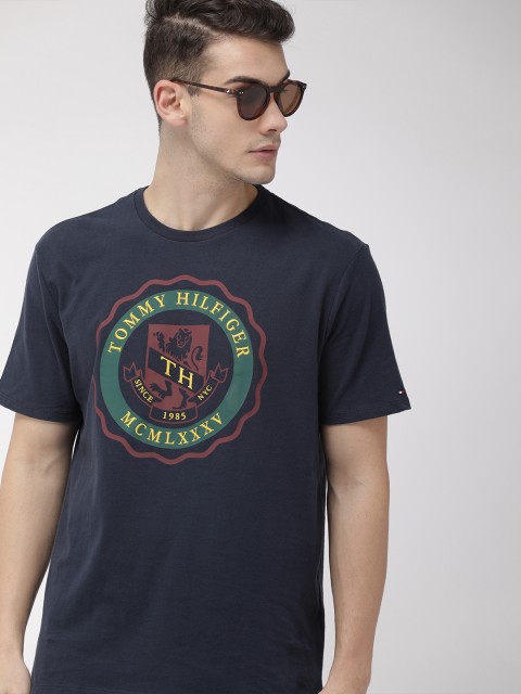 

Tommy Hilfiger Men Navy Blue Printed Round Neck T-shirt