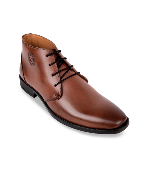 

Duke Men Brown Solid Synthetic Mid-Top Derbys