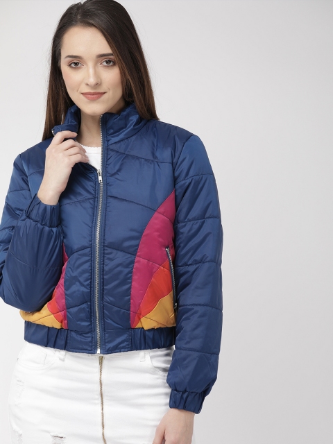 

FOREVER 21 Women Navy Blue Solid Padded Jacket