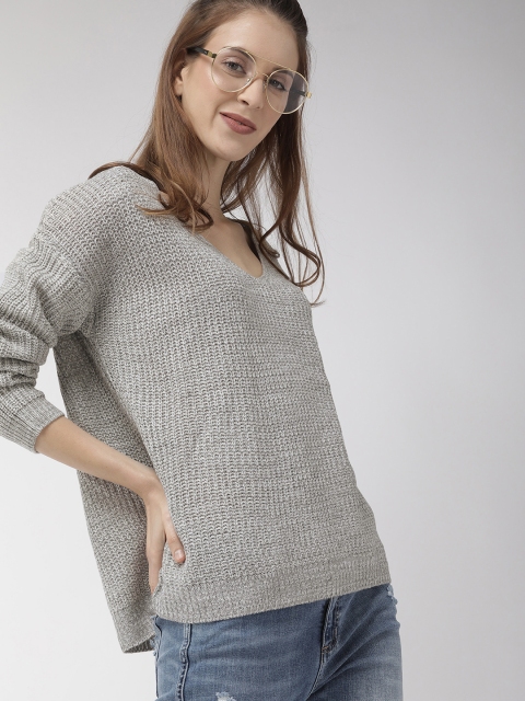 

FOREVER 21 Women Grey Self Design Pullover Sweater