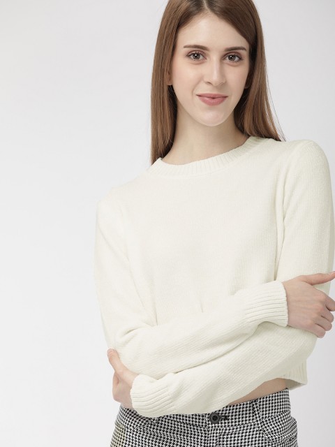

FOREVER 21 Women Off-White Solid Pullover Sweater