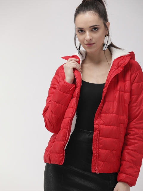 

FOREVER 21 Women Red Solid Padded Jacket