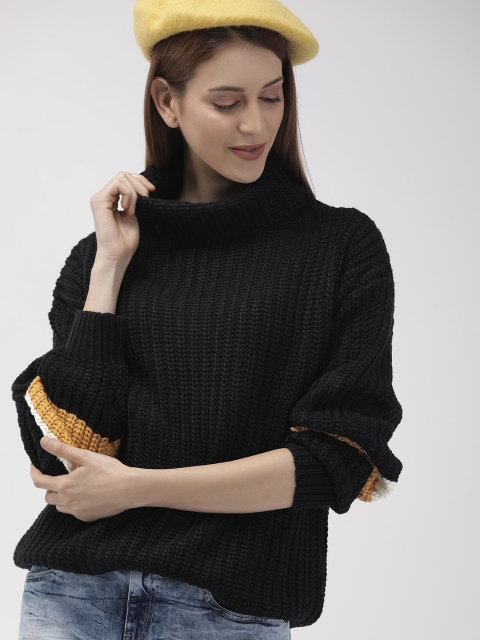 

FOREVER 21 Women Black Solid Pullover Sweater