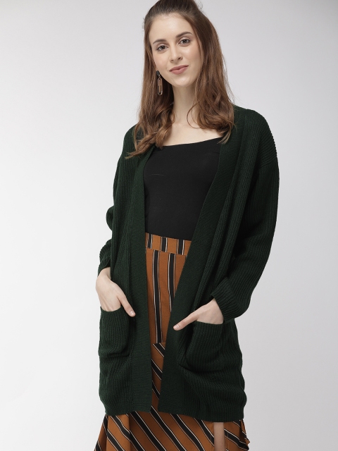 

FOREVER 21 Women Green Self Design Longline Sweater