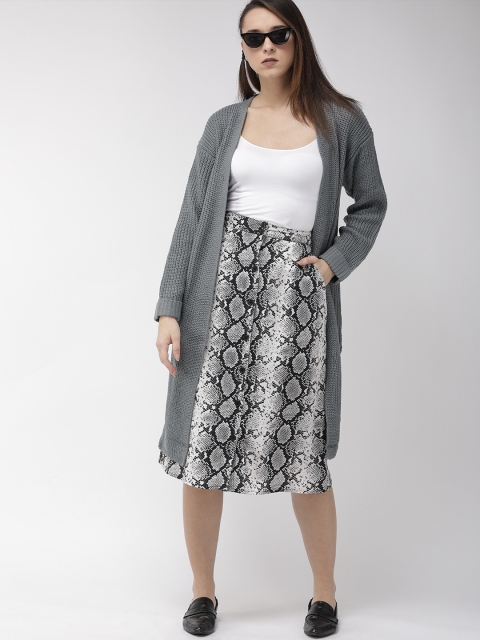 

FOREVER 21 Women Charcoal Grey Self-Design Front-Open Sweater