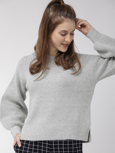 

FOREVER 21 Women Grey Solid Pullover Sweater