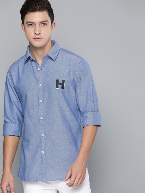 

Harvard Men Blue Regular Fit Solid Casual Shirt