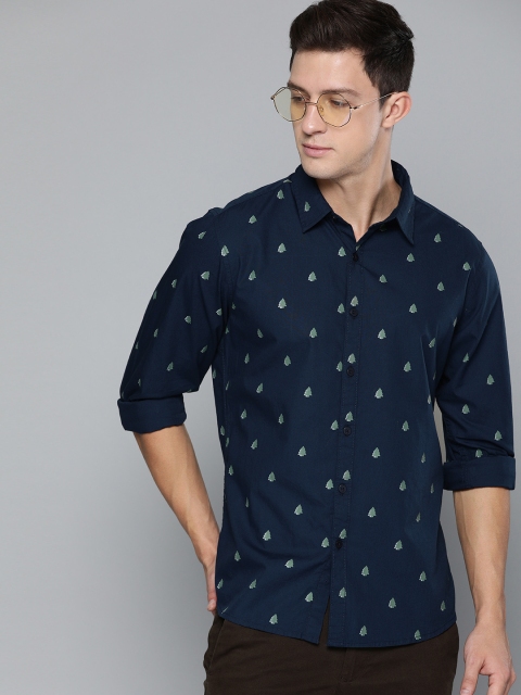 

Harvard Men Navy Blue & Green Regular Fit Printed Casual Shirt