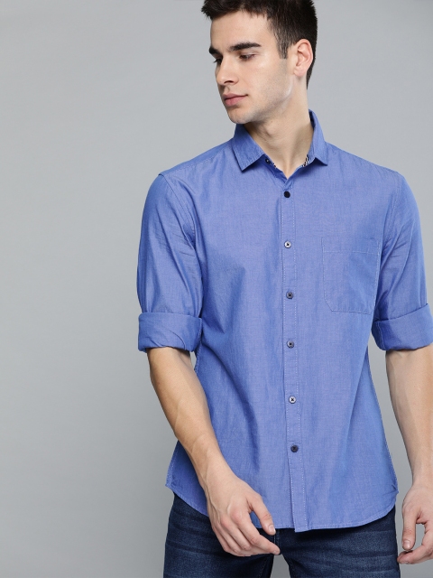 

Harvard Men Blue Regular Fit Solid Casual Shirt