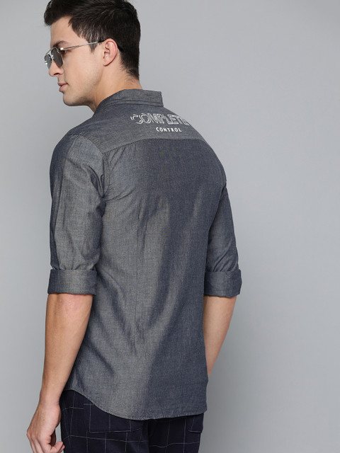 

Harvard Men Blue Regular Fit Solid Casual Shirt