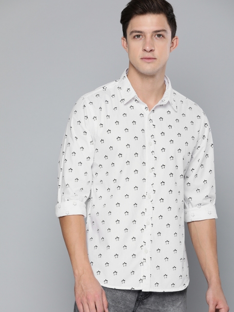 

Harvard Men White & Black Regular Fit Printed Casual Shirt