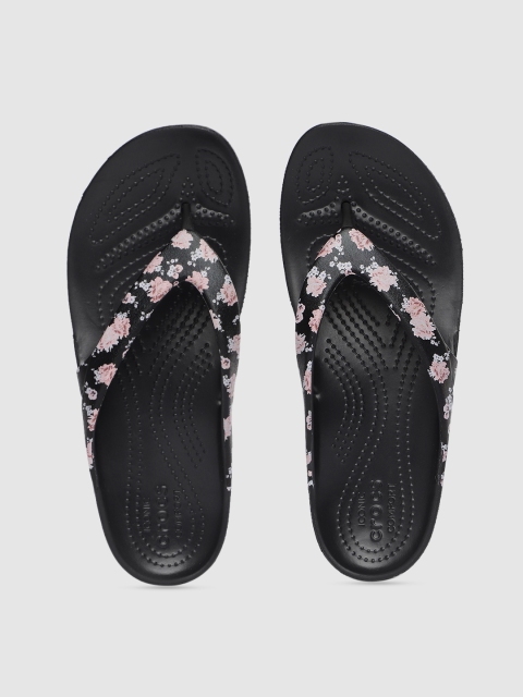 

Crocs Women Pink & Black Printed Thong Flip-Flops