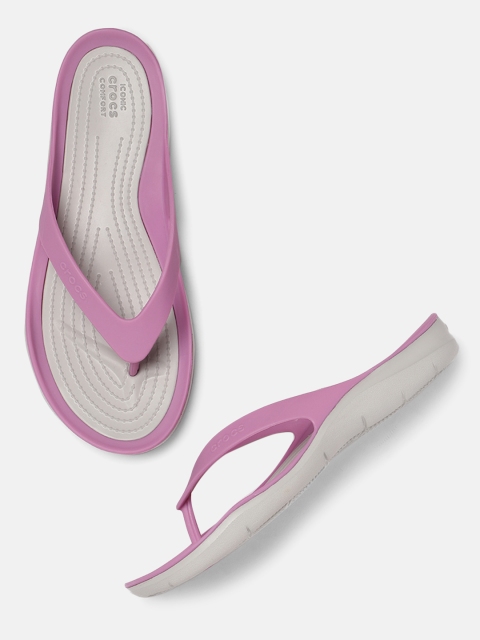 

Crocs Women Purple & Grey Solid Thong Flip-Flops