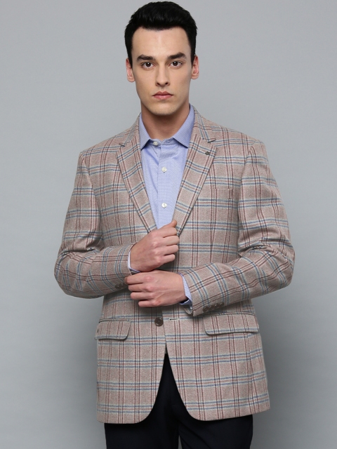 

Louis Philippe Men Grey & Blue Checked Tailored Fit Woollen Formal Blazer