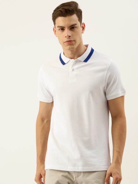

INVICTUS Men White Solid Polo Collar Pure Cotton T-shirt